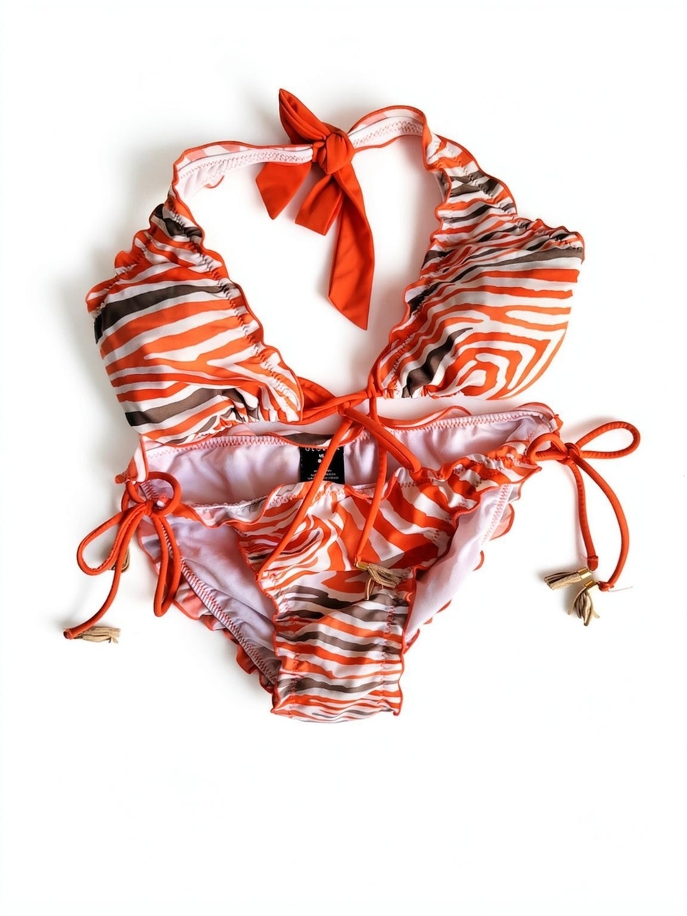 George Orange Zebra-Stripe Two-Piece Swim Bikini